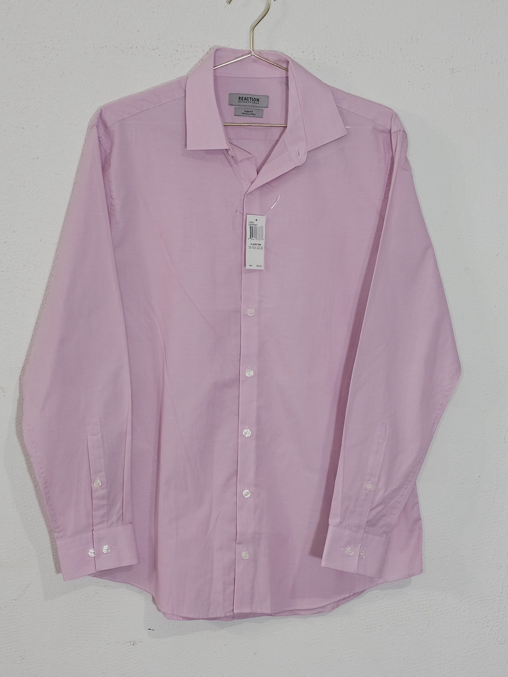 KENNETH COLE REACTION Mens Shirt 15-15.5 32/33 Slim Fit Pink Wrinkle Free NWT